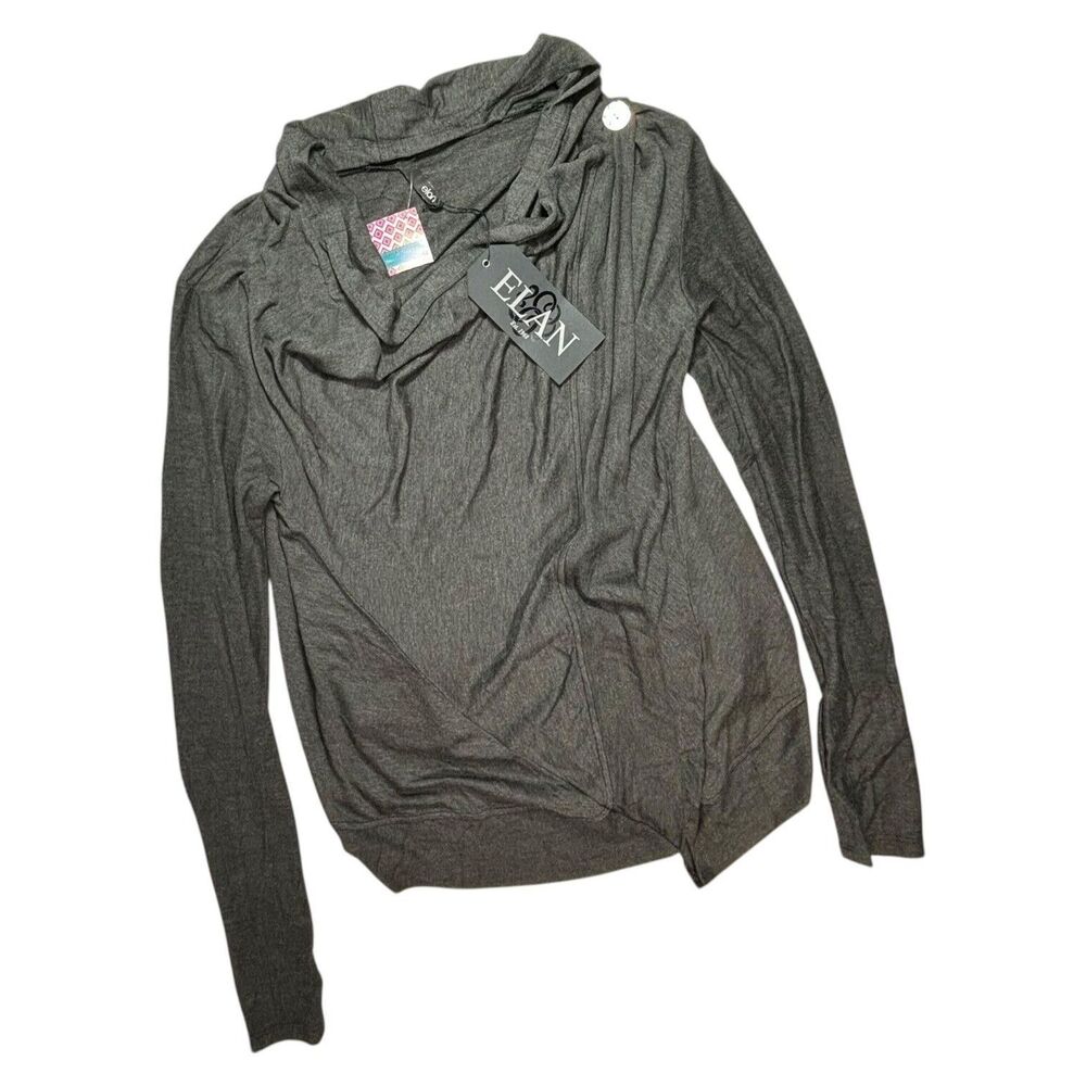 NWT  Elan Womens Assymetrical Button Sweater Black Medium